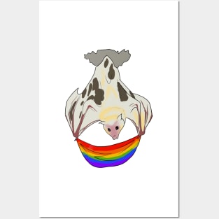 Pride Flag Vitiligo Bat Queer Pride Fruit Bat Rainbow Flag Posters and Art